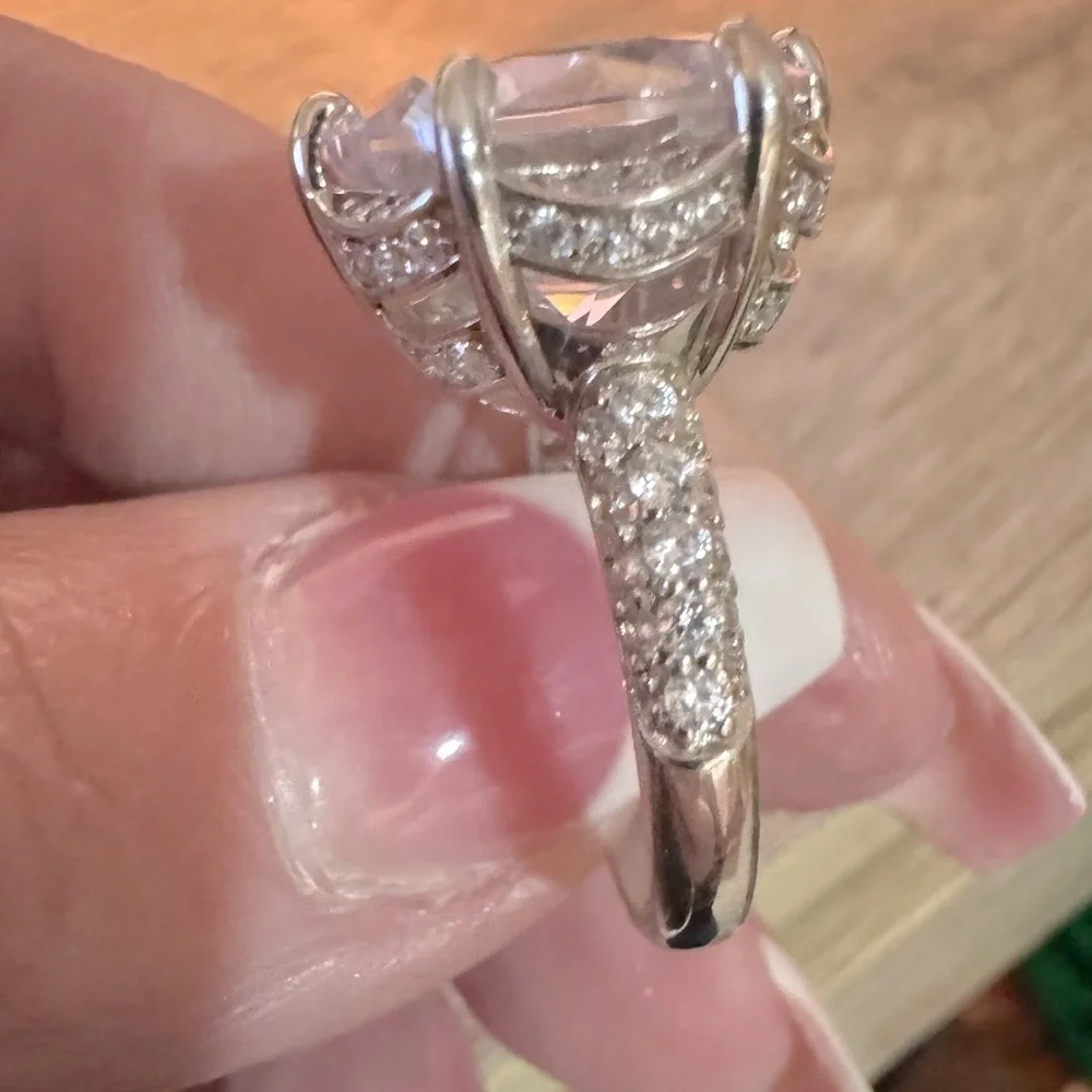 6ct 925 rhodium, plated simulated diamond engagement ring